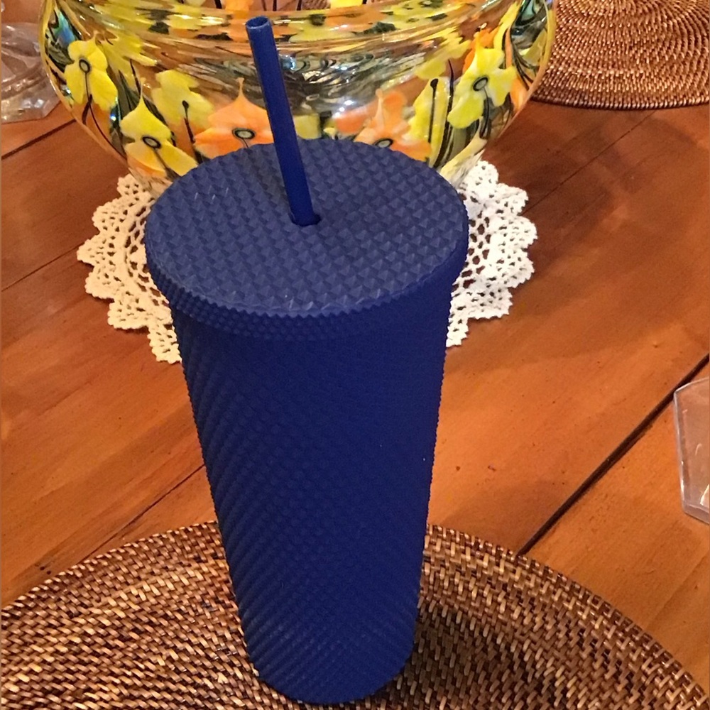 NWT Royal Caribbean Blue Textured Tumbler with Straw
